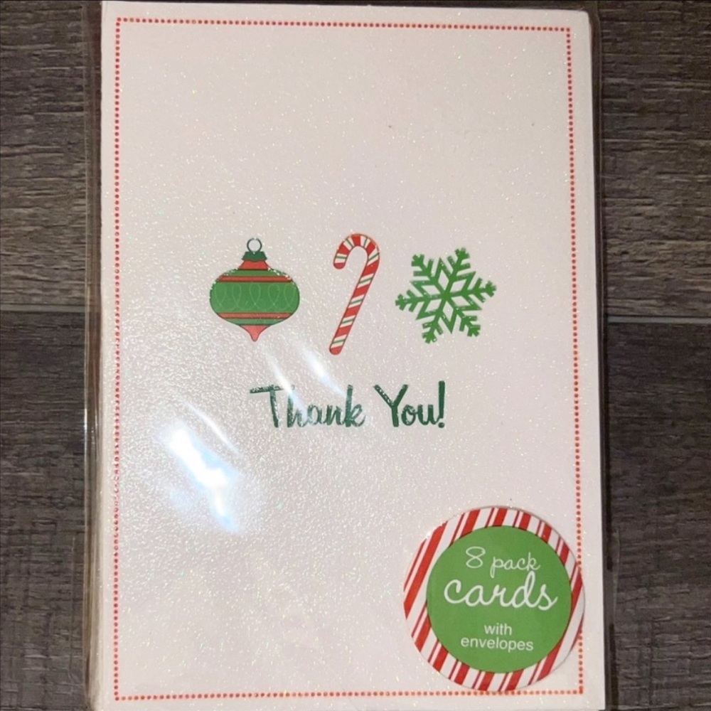 💞 New Pack of 8 Festive Christmas Holiday Thank You Cards with Envelopes